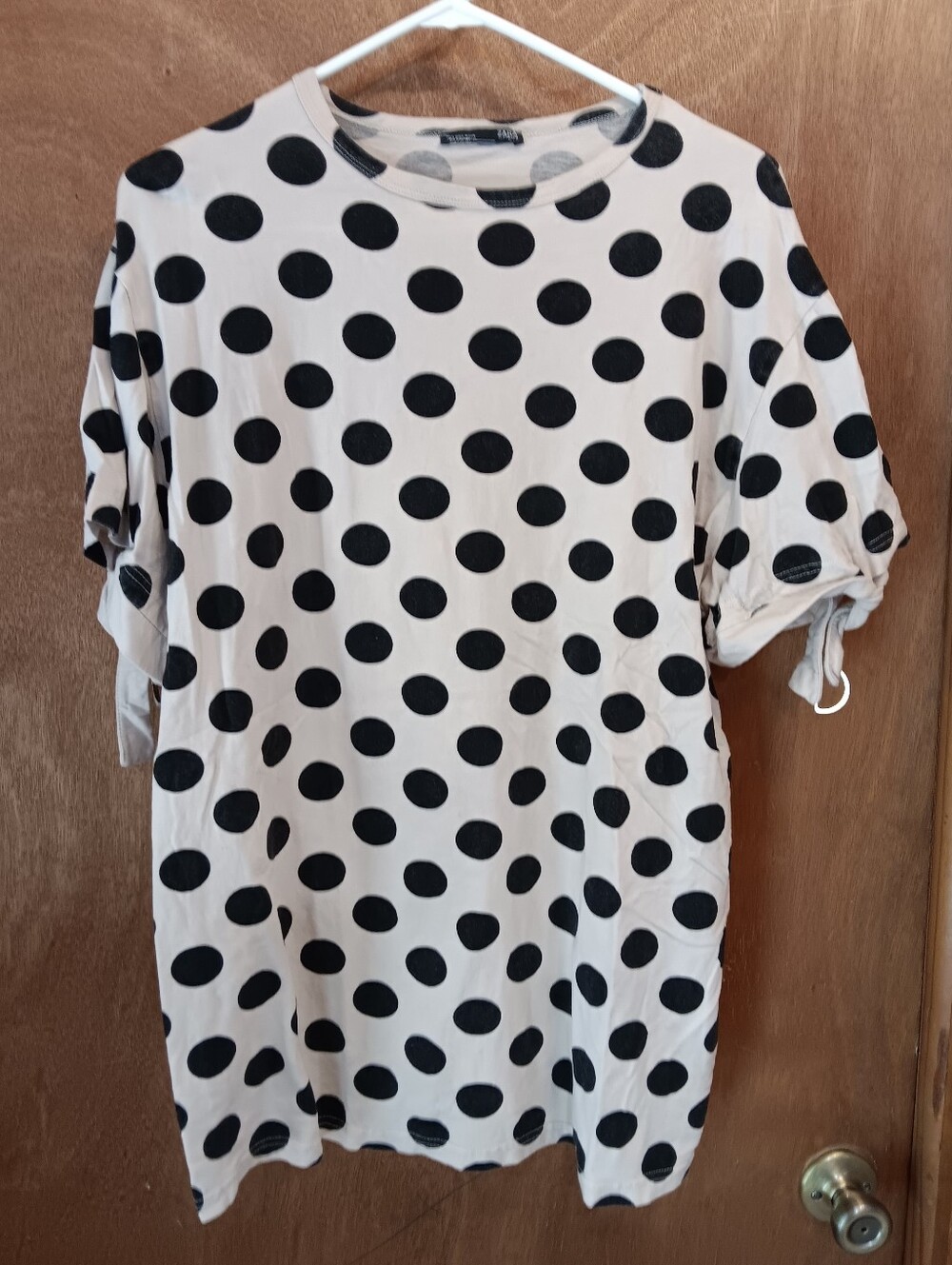 Zara Black Polka Dot Short Sleeve Top on Cream
